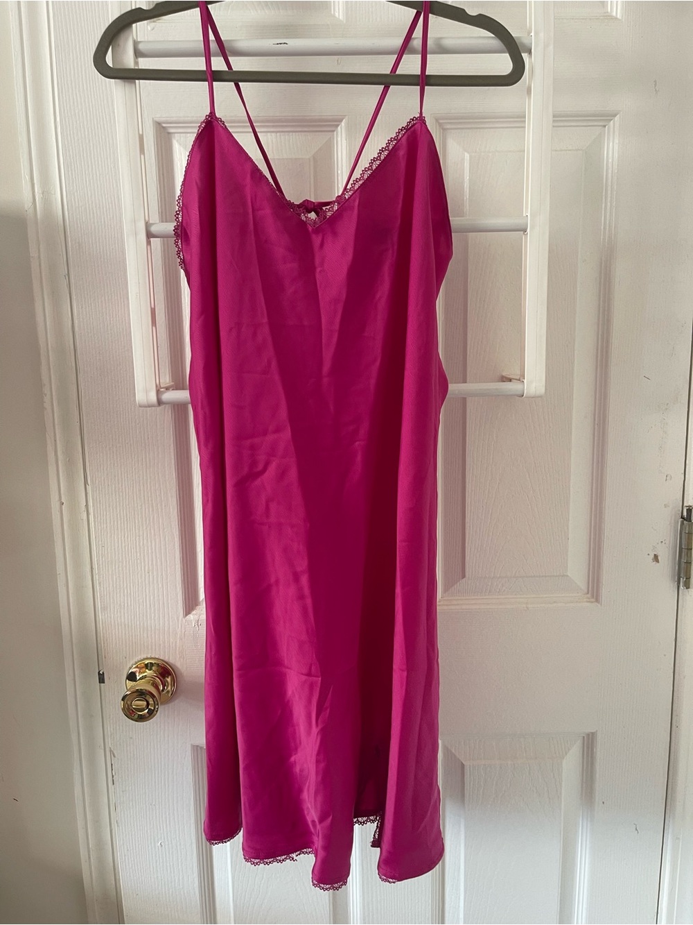 Wild Fable Hot Pink Satin Lace Trim Slip Dress XL